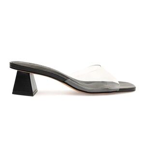 Schutz palmilha women’s clear and black low heel slides.